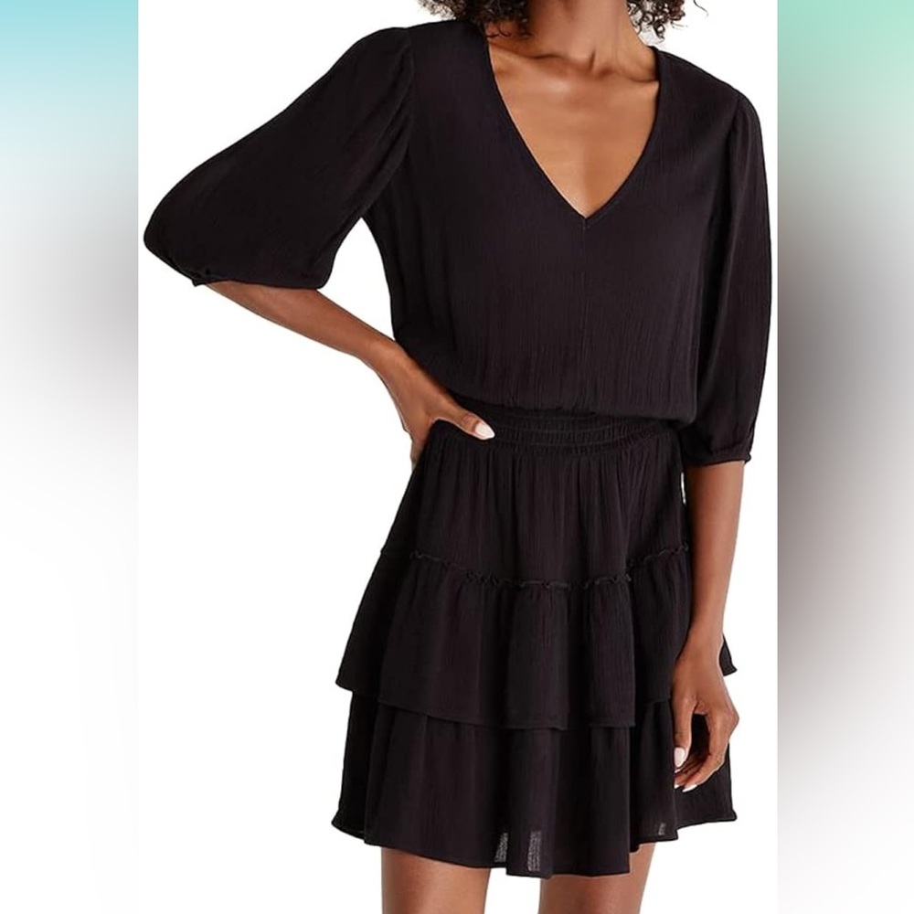 Z SUPPLY Stella Solid Mini Dress in Solid Black Small